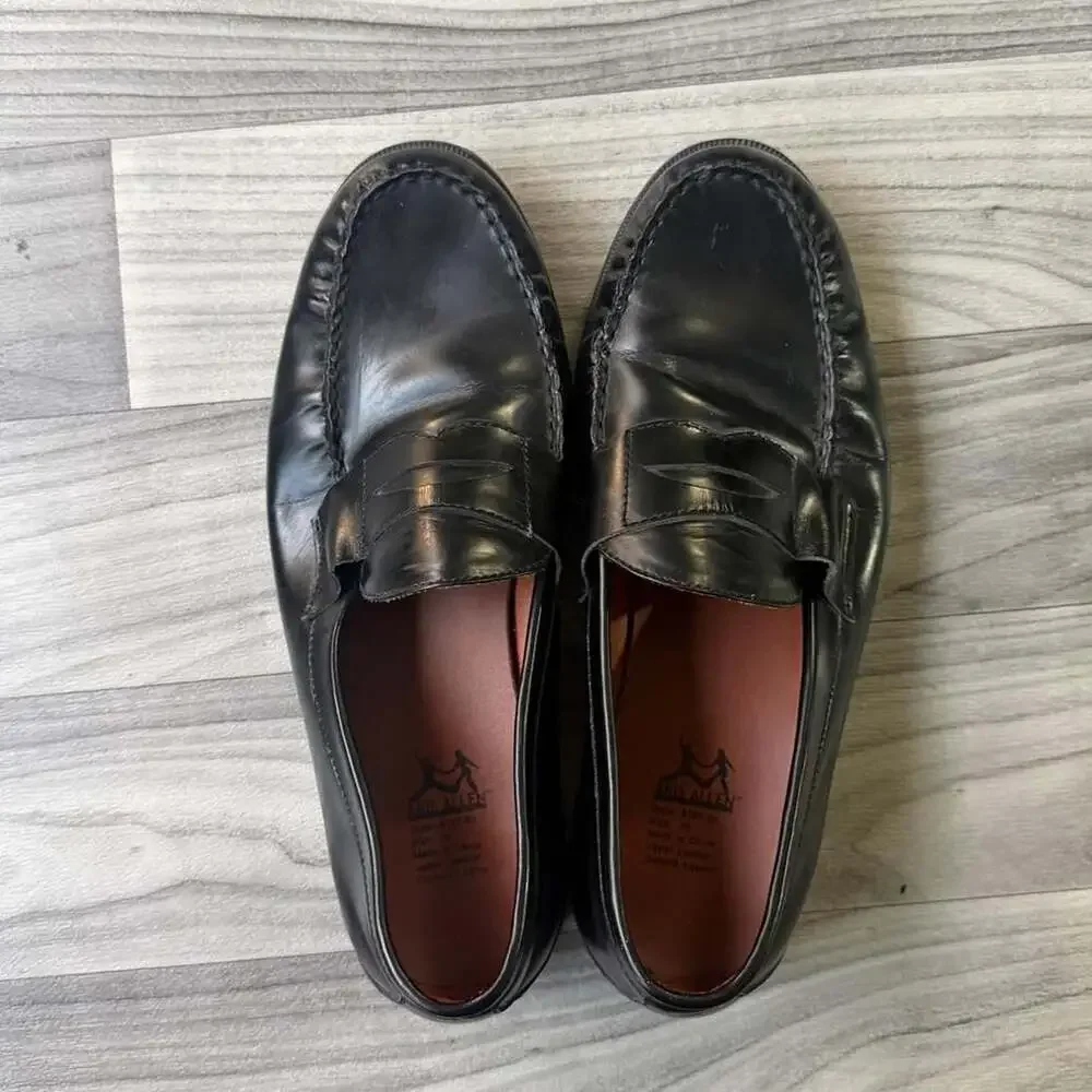 Aris Allen Vintage Y2K Black Leather Penny Loafers